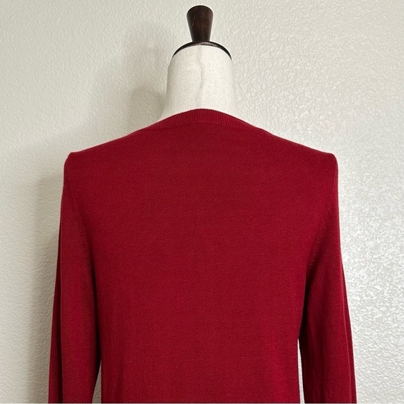 Talbots Wool Blend Red Fisherman Cable Knit Long Sleeves Sweater, Sz Medium - Picture 8 of 13